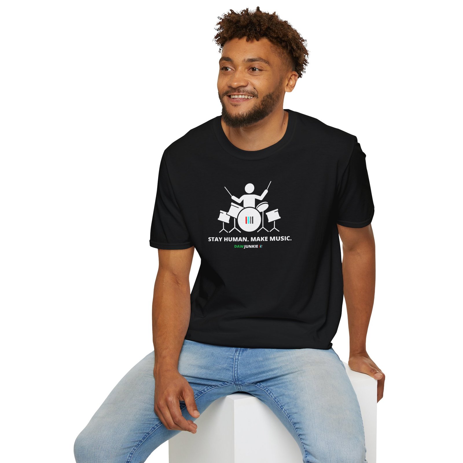 stay human make music t shirt – drummer stay human make music t shirt – drummer