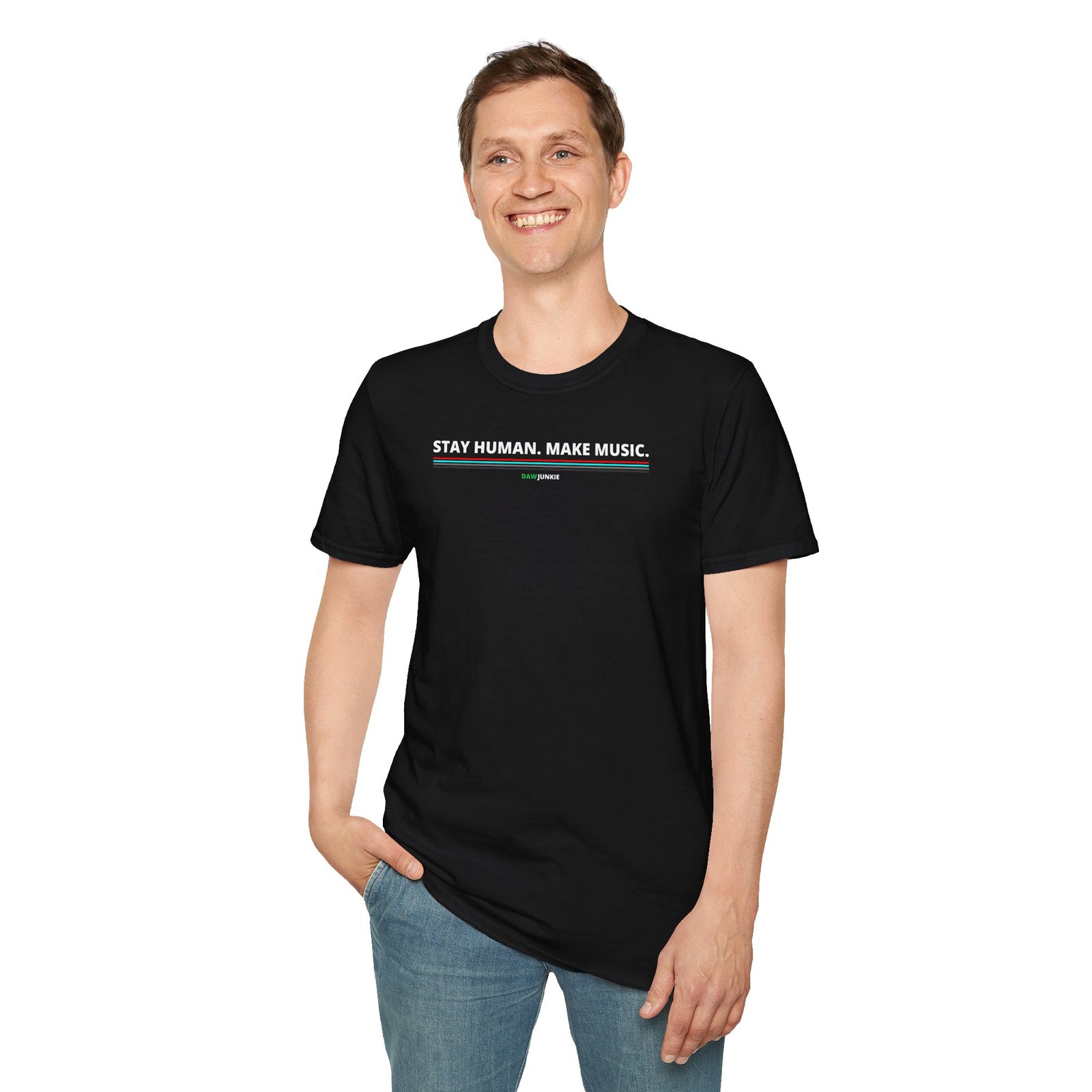 stay human make music t shirt – color bars stay human make music t shirt – color bars