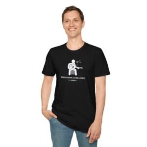 stay human make music t shirt – acoustic guitar